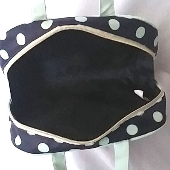 Adrienne Vittadini Cosmetic Storage 2 Piece Bags Polka Dot Navy Mint Like New - Picture 7 of 13